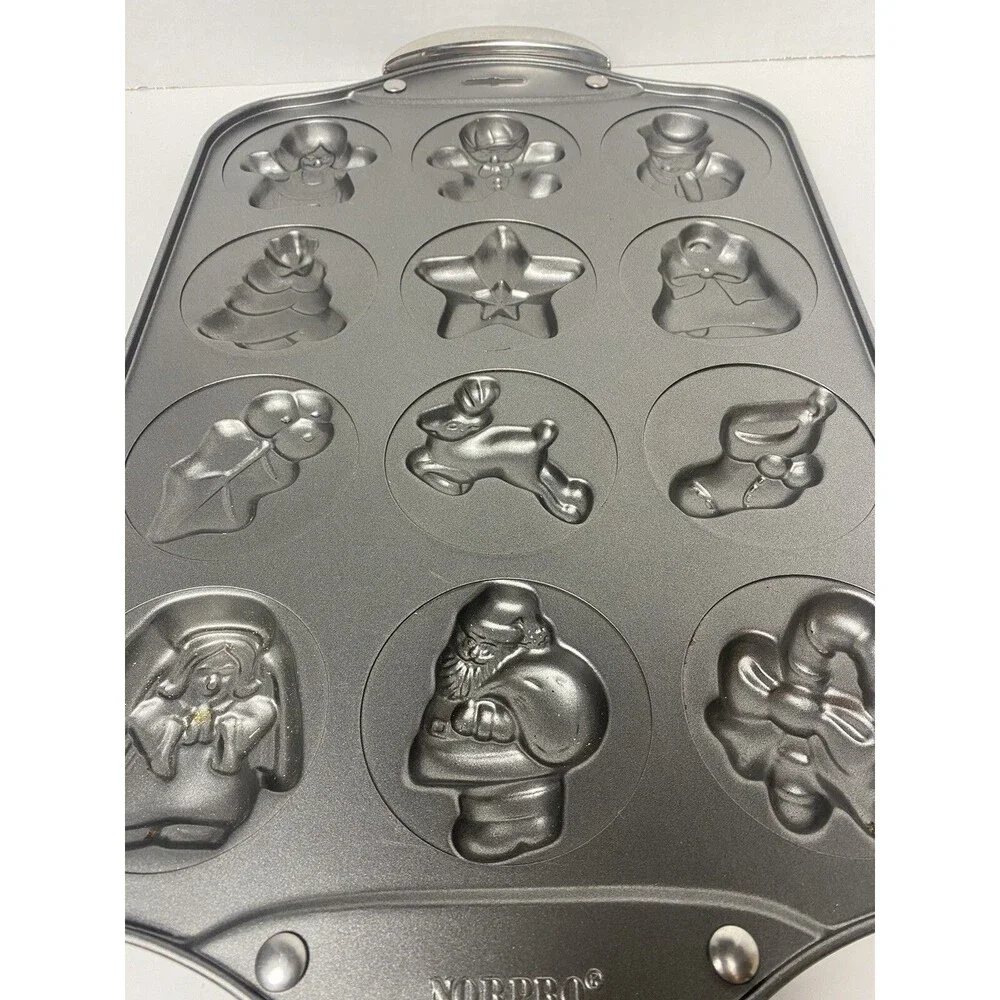Norpro Christmas Cookie Sheet 12 Shapes Gingerbread Holiday Nonstick Baking Pan